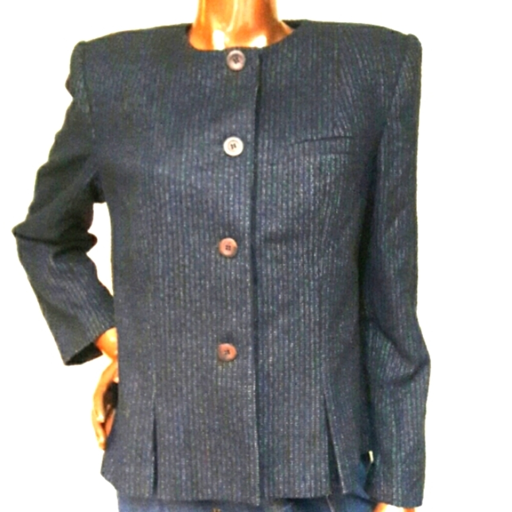 Vintage Navy Pinstrip Wool Blazer by Dallas
